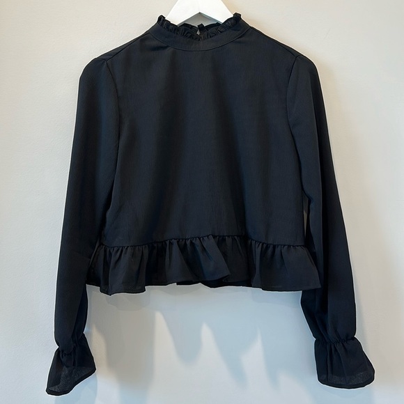 Cotton On Midnight Black Ruffle Blouse - Picture 1 of 8